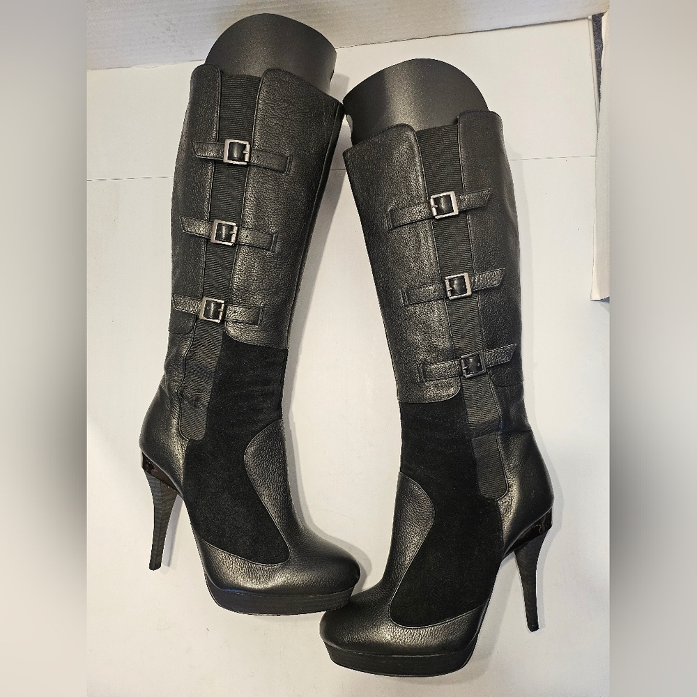 BCBG Max Azria All Leather Tall Boots Emily With 4" Heel.  W Free Boot Shapers